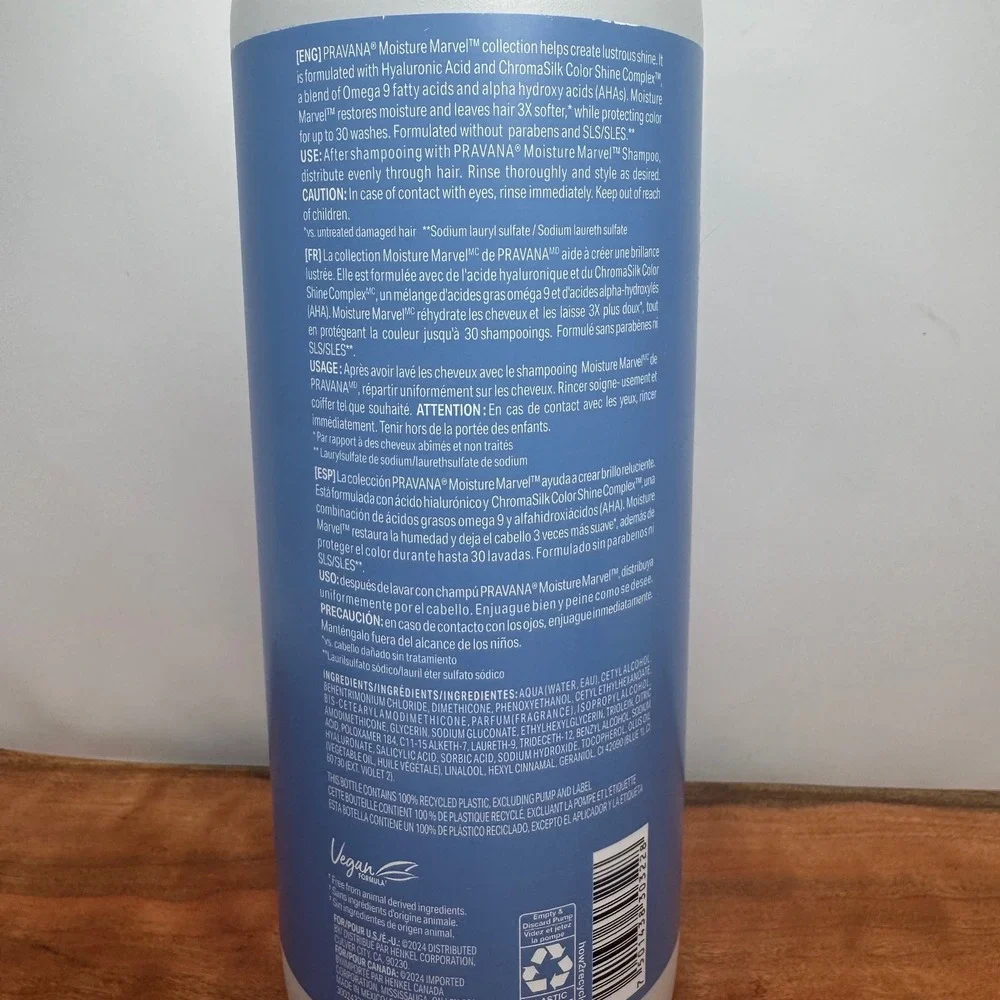 New Pravana Moisture Marvel Color Protecting Conditioner 1L 33.8oz ChromaSilk